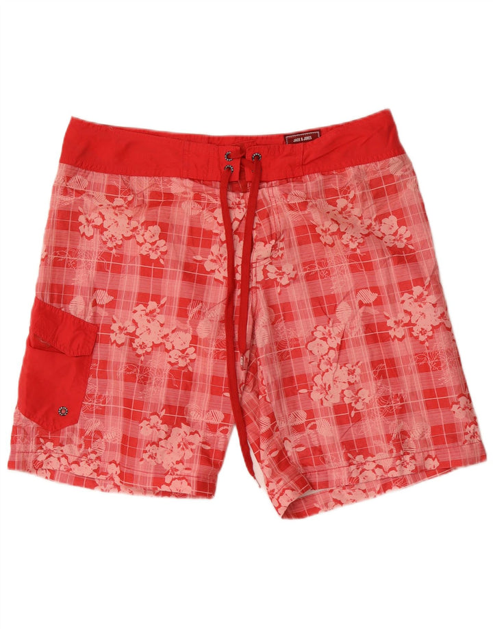 Jack & Jones Hombre Bañador Corto Grande Rojo Floral Poliéster