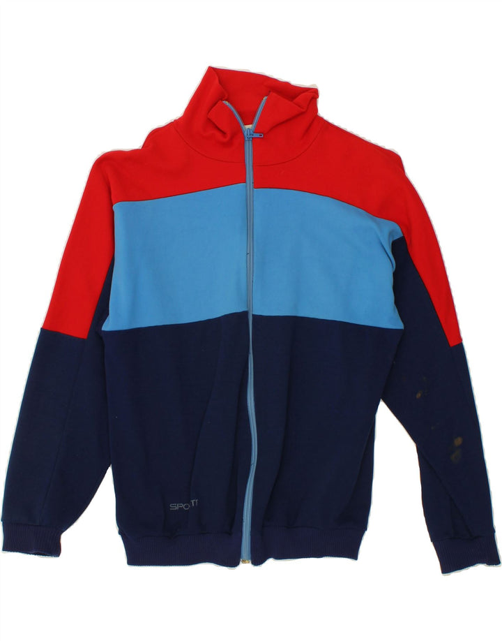 VINTAGE Boys Tracksuit Top Jacket 15-16 Years Navy Blue Colourblock Vintage Vintage and Second-Hand Vintage from Messina Hembry 