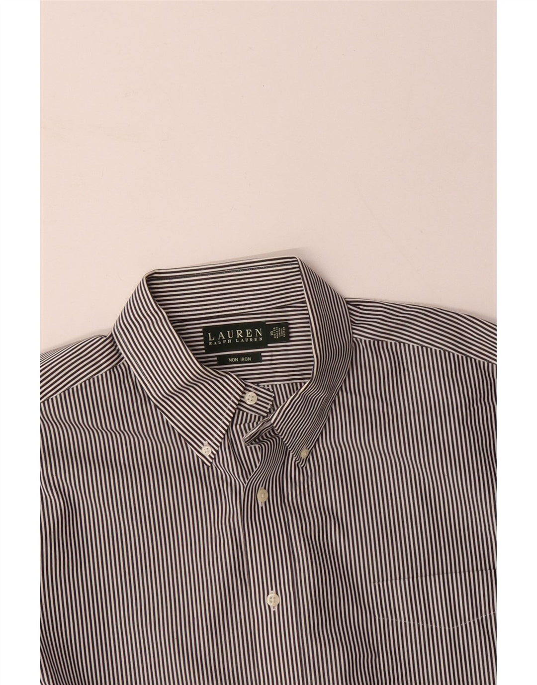RALPH LAUREN Camisa para hombre Talla 18 2XL Algodón a rayas negras