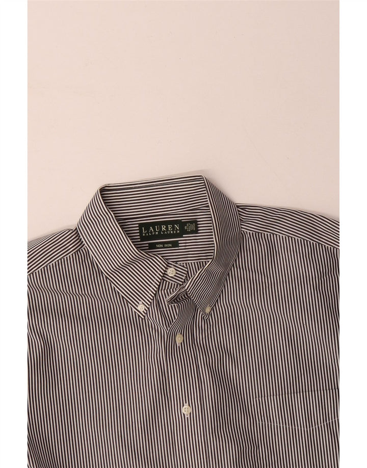 RALPH LAUREN Camisa para hombre Talla 18 2XL Algodón a rayas negras