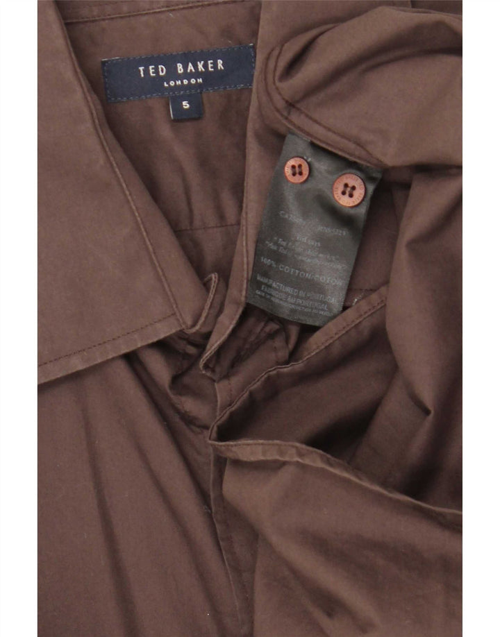 Ted Baker Camisa para hombre Talla 5 Grande Algodón marrón