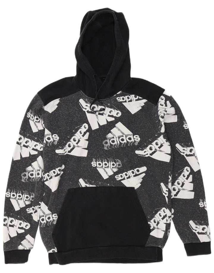 ADIDAS Hombre Graphic Sudadera con capucha Jumper Large Negro Colorblock Algodón