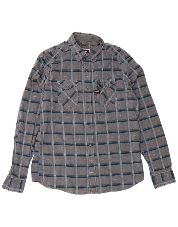 Camisa G-STAR para hombre de algodón a cuadros grises grandes