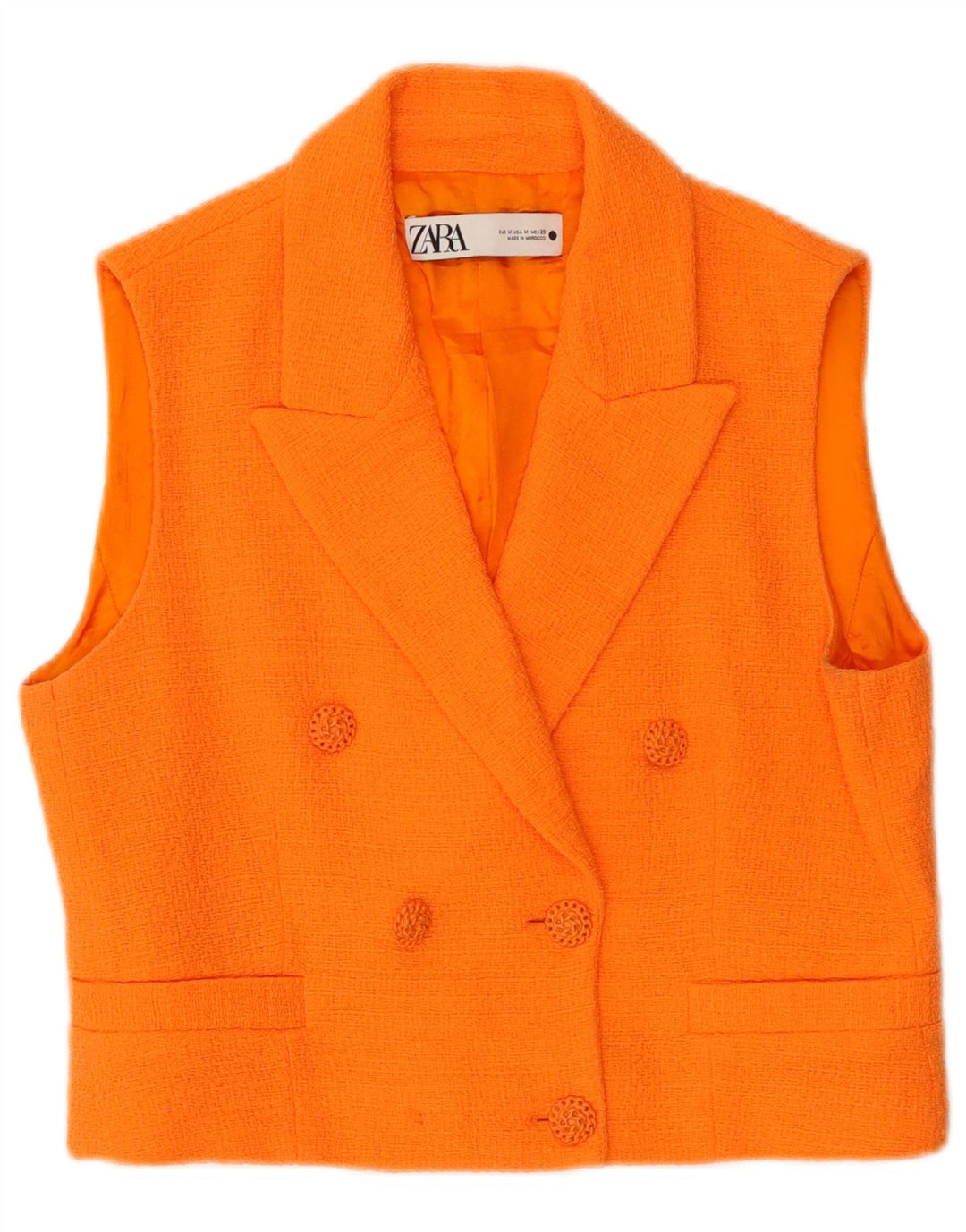 Zara Mujer Crop Chaleco Cruzado UK 44 Medio Naranja