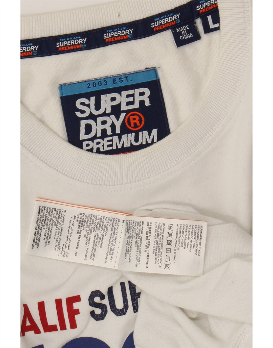 SUPERDRY Camiseta gráfica para hombre Top grande de algodón blanco
