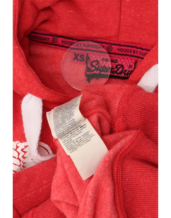SUPERDRY Jersey con capucha gráfica para mujer UK 6 XS Poliéster rojo