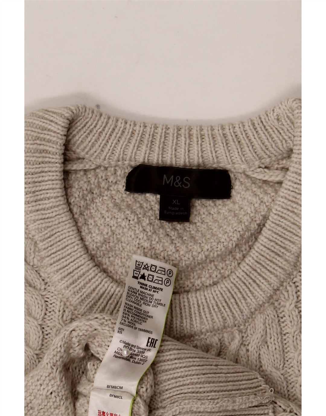 Marks & Spencer Jersey de cuello redondo para hombre XL Poliéster gris