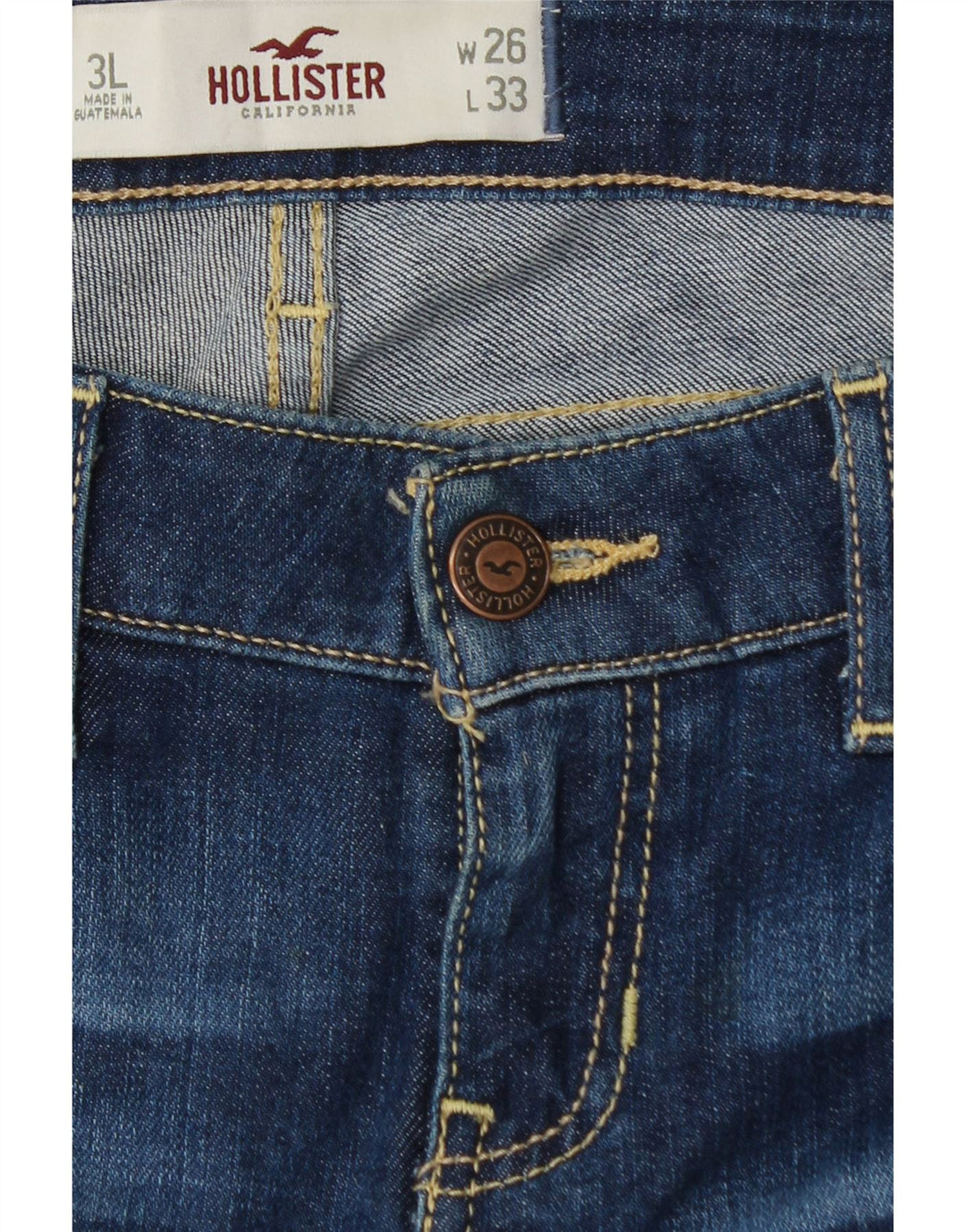 HOLLISTER Jeans largos ajustados para mujer US 3 XS W26 L33 Algodón azul