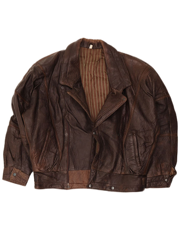 Chaqueta de cuero vintage para hombre IT 52 XL Marrón