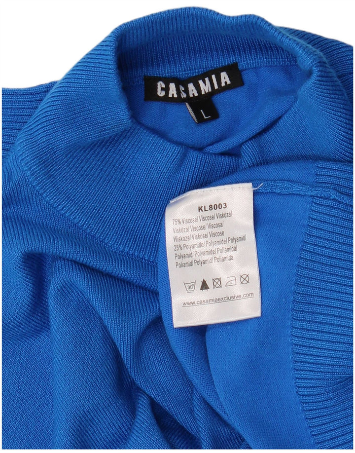 CASAMIA Suéter tipo jersey con cuello alto para mujer UK 46 Viscosa azul grande
