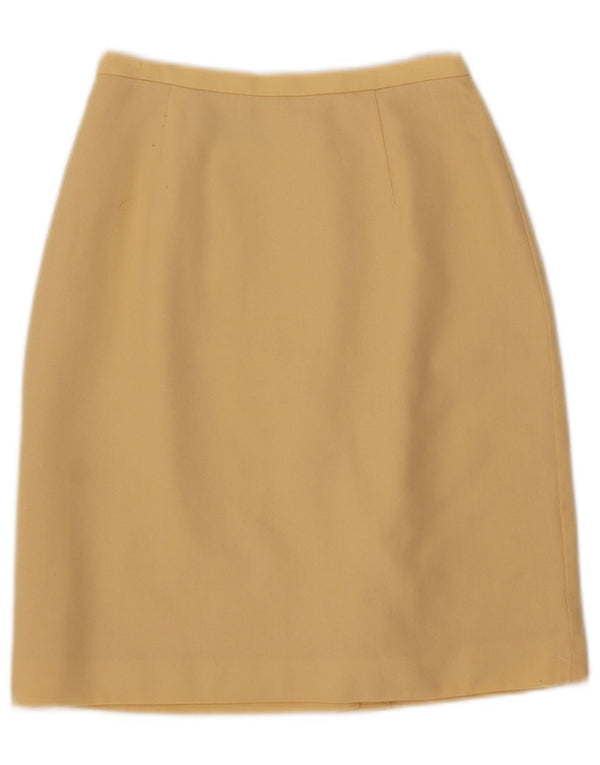 Laura Ashley Falda lápiz de cintura alta para mujer UK 10 Small W24 Lana amarilla