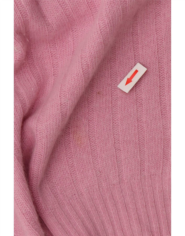 Vintage mujer rollo cuello jersey suéter Reino Unido 14 rosa medio
