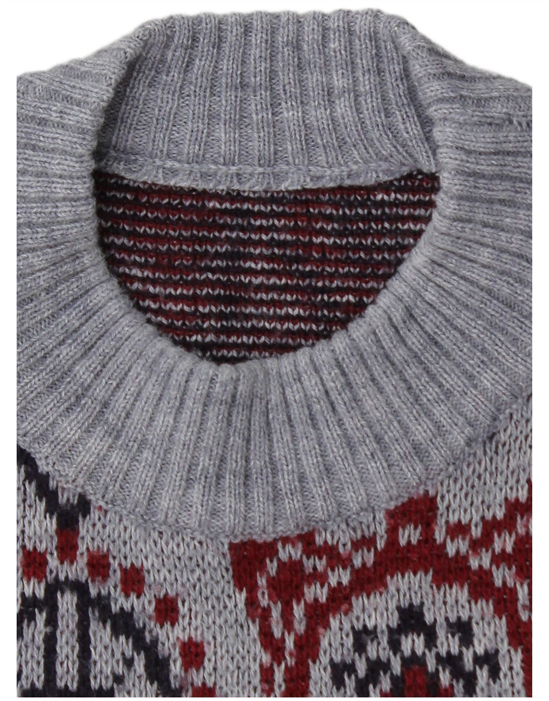 VINTAGE Jersey de cuello redondo para hombre Suéter medio azul Fair Isle