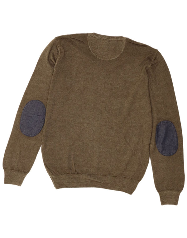 Trussardi Jeans Jersey Regular Fit con Cuello en V para Hombre Small Caqui Moteado