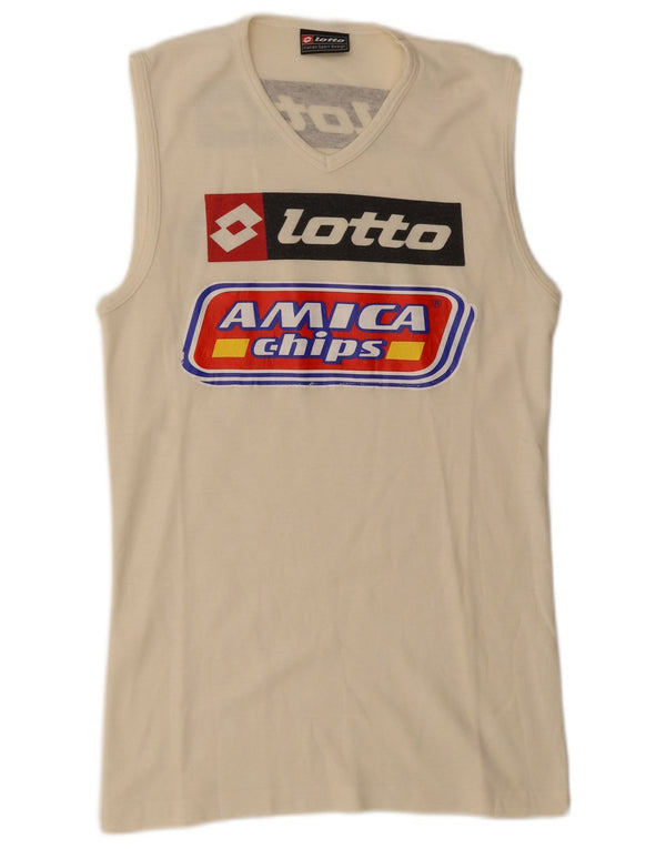 Lotto Hombre Camiseta Sin Mangas Estampada Pequeña De Algodón Blanco Roto