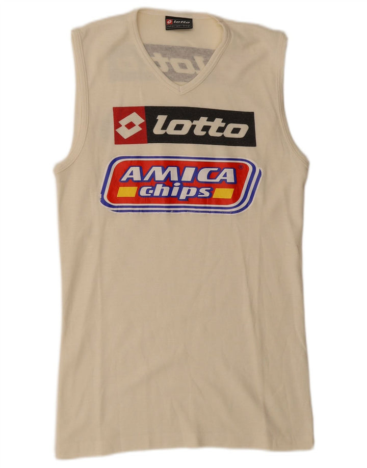 Lotto Hombre Camiseta Sin Mangas Estampada Pequeña De Algodón Blanco Roto