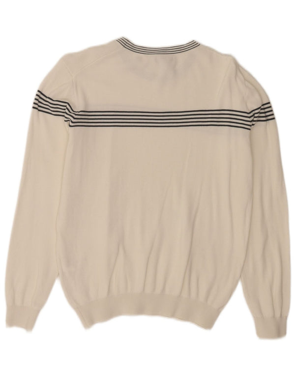 Reiss Jersey para hombre con cuello barco UK 6 XS Algodón a rayas blancas