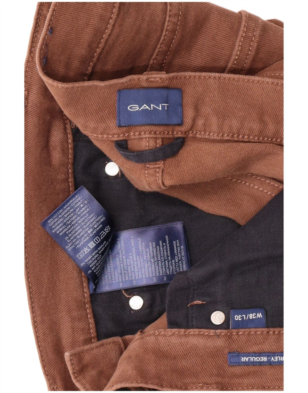 GANT Pantalones informales rectos para hombre W38 L30 Marrón Algodón