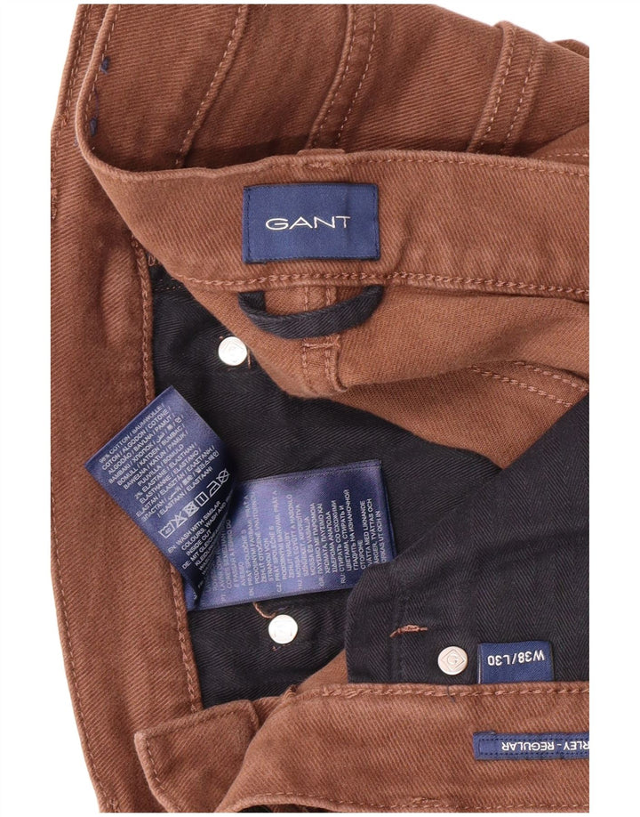 GANT Pantalones informales rectos para hombre W38 L30 Marrón Algodón