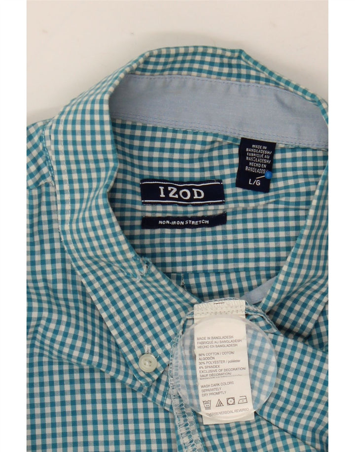 Camisa Izod Hombre Grande Algodón Vichy Azul