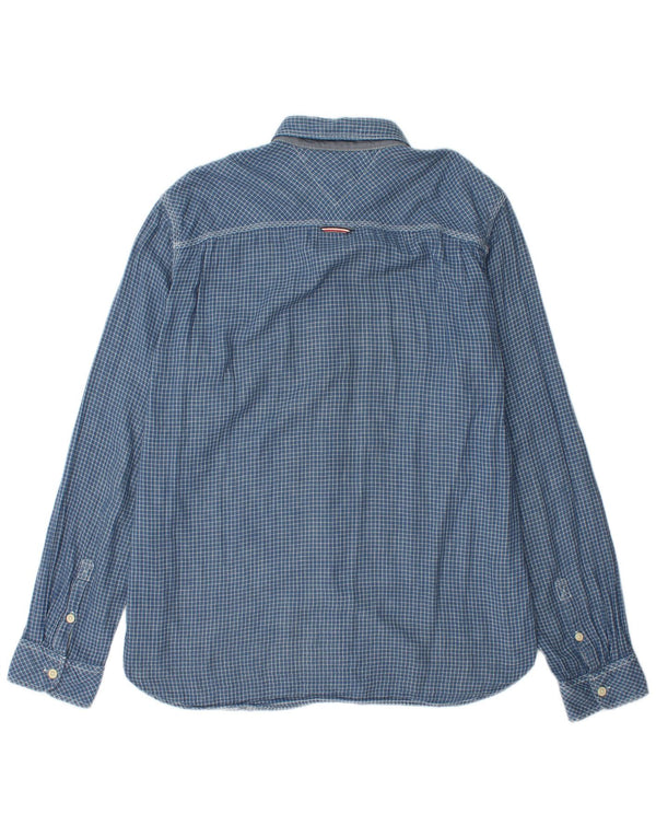 Camisa Tommy Hilfiger para hombre de algodón a cuadros azules grandes