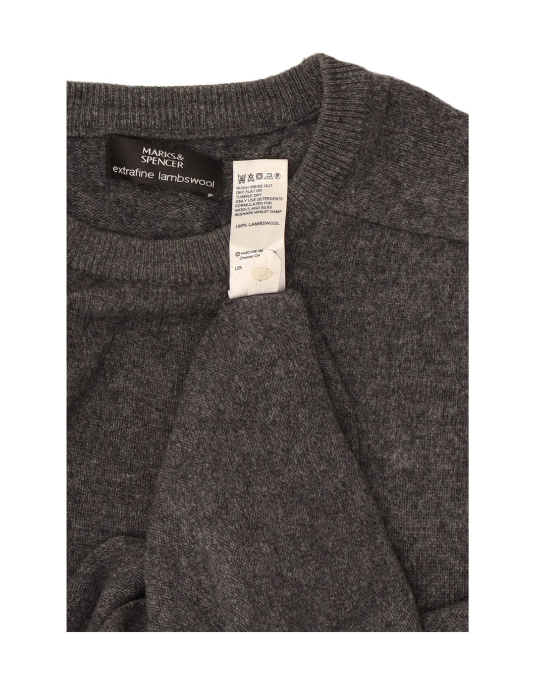 Marks & Spencer Jersey de cuello redondo para hombre XL Lana gris