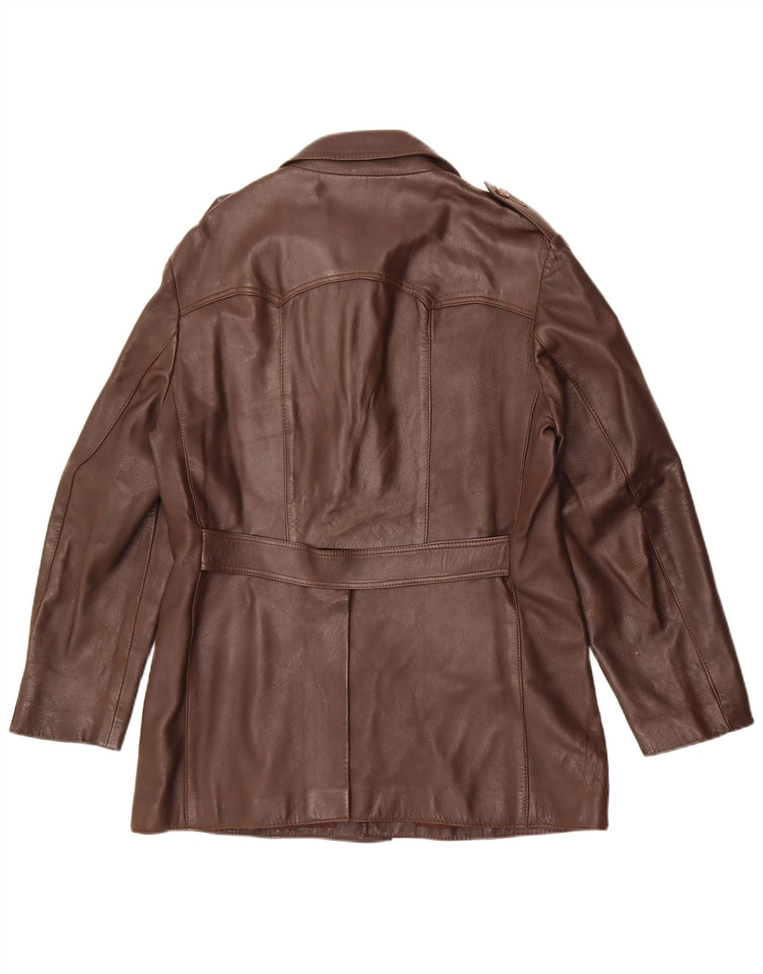 Vintage hombres chaqueta de cuero militar Reino Unido 36 pequeño marrón