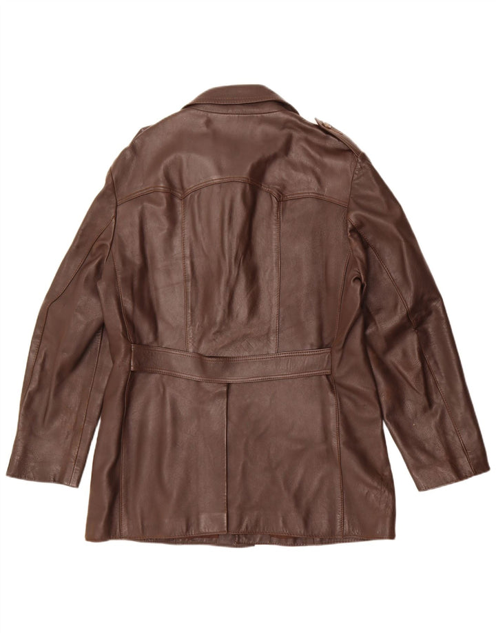 Vintage hombres chaqueta de cuero militar Reino Unido 36 pequeño marrón
