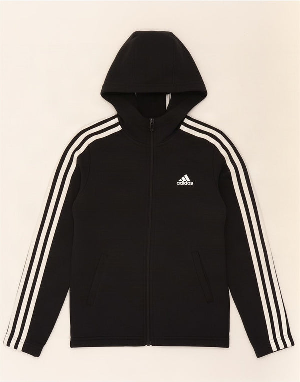 Adidas Girls Zip Hoodie Sweater 9-10 Years Black Cotton