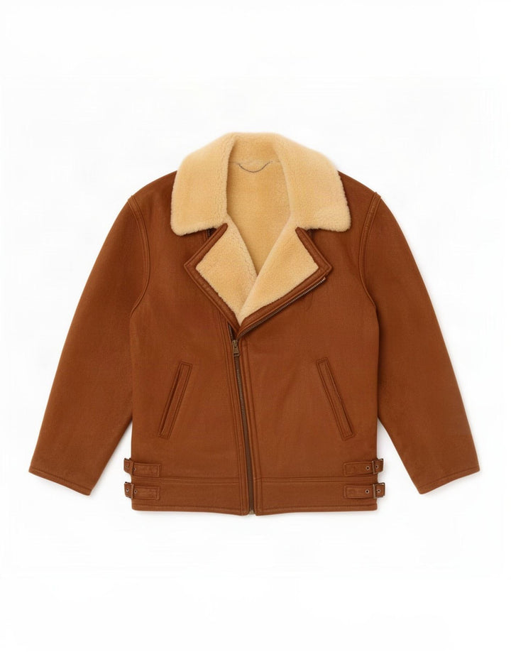 Vintage mujer shearling chaqueta Reino Unido 14 marrón grande