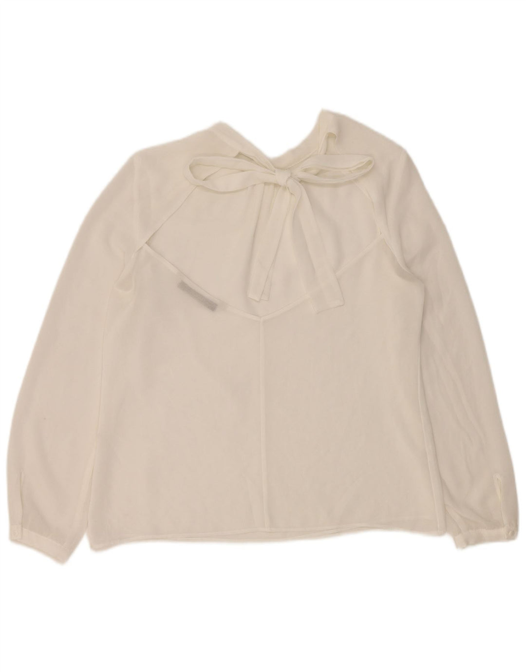 Zara Mujer Blusa De Manga Larga Top UK 44 Medium Blanco