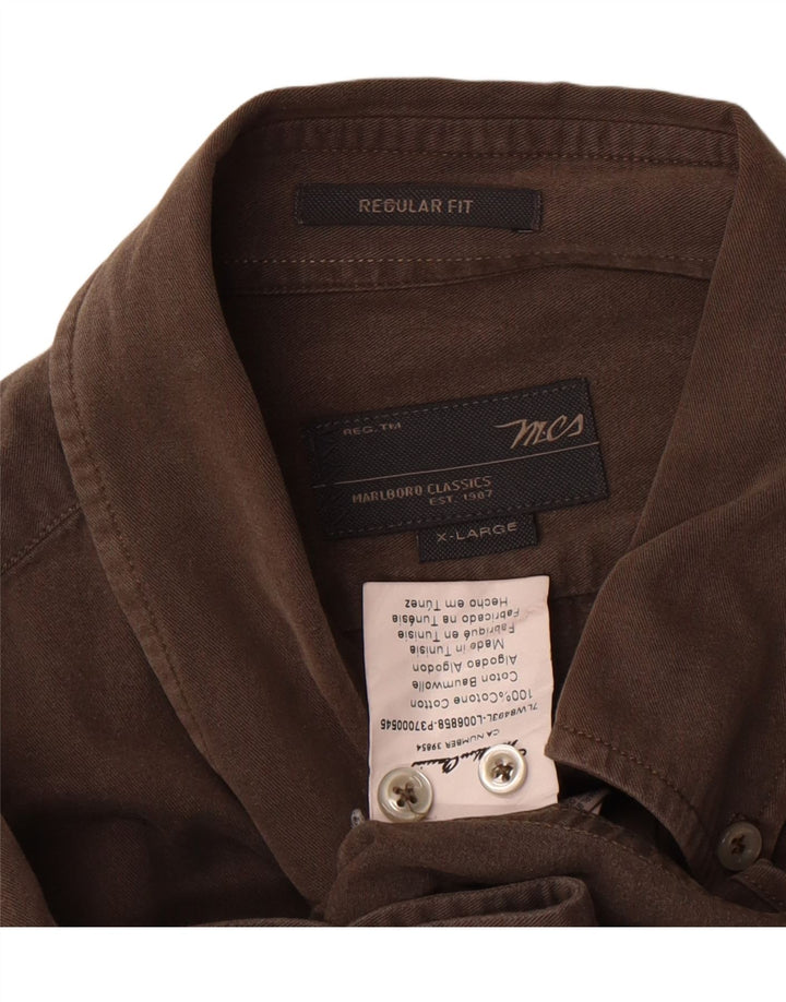 Marlboro Classics Camisa Regular Fit Hombre XL Algodón Marrón