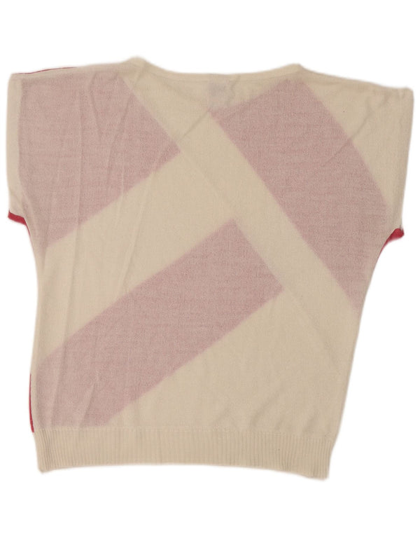 Vintage Womens Boat Neck Jumper Sweater UK 12 Medium White Striped