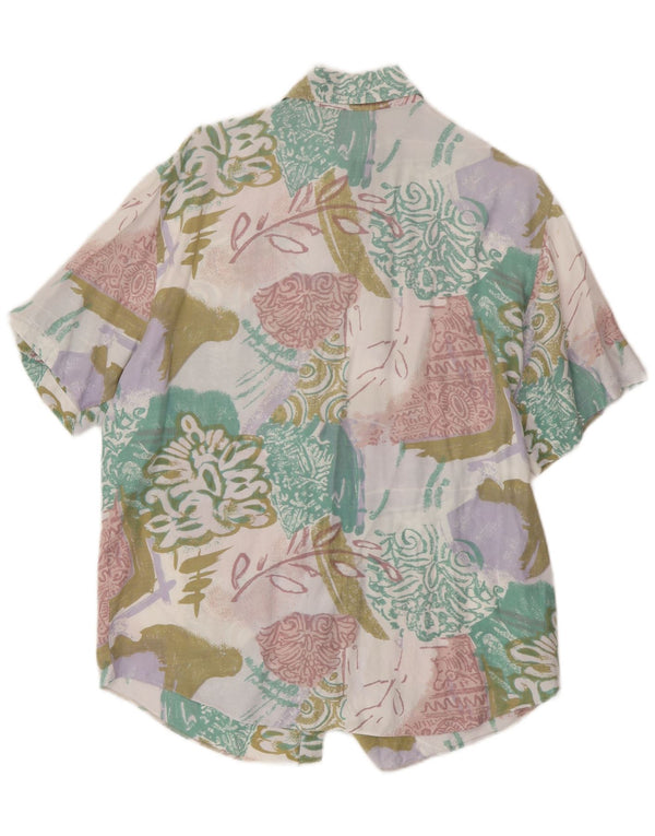 Vintage mujer camisa de manga corta Reino Unido 16 grande multicolor floral