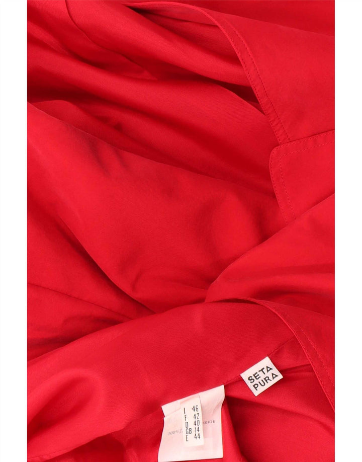 Vintage mujer 2 botones Blazer chaqueta Reino Unido 14 seda roja grande