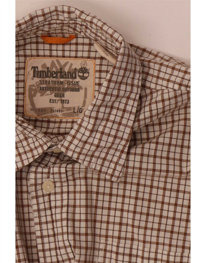 Timberland Camisa De Manga Corta Para Hombre A Cuadros Marrón Grande