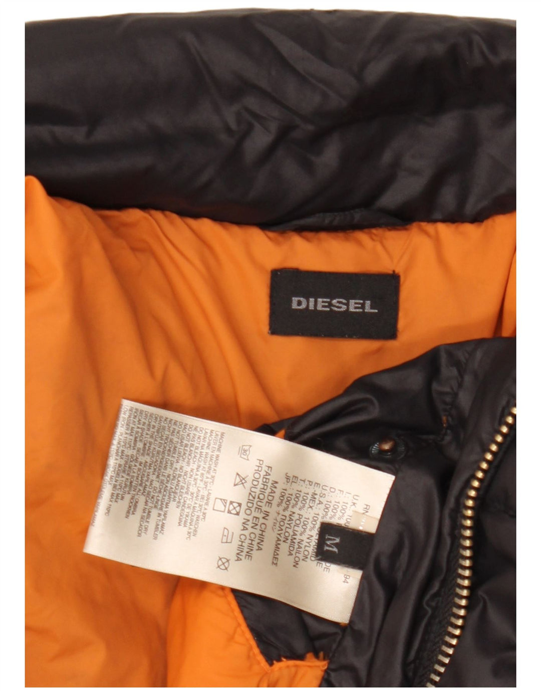 Diesel Chaqueta Acolchada Hombre UK 38 Mediana Nylon Negro