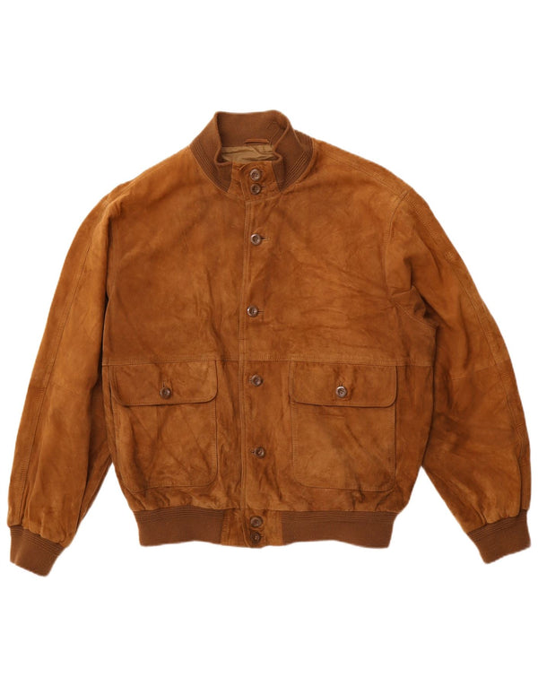VINTAGE Chaqueta bomber de ante para hombre IT 50 Cuero beige grande