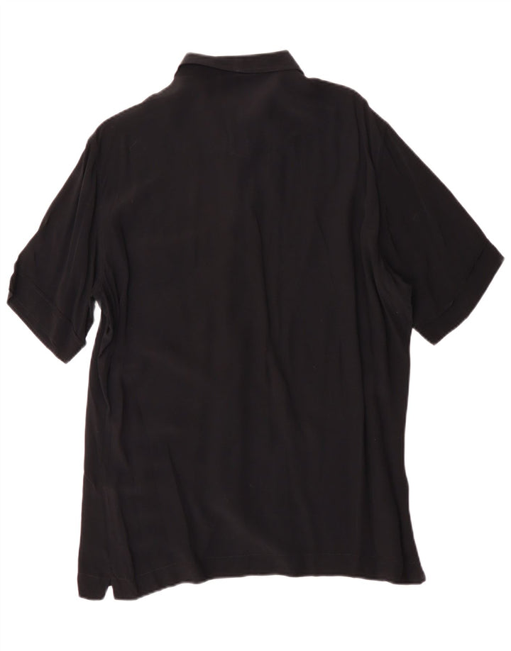 ENARA CAMICECE Mens Short Sleeve Shirt Medium Black Viscose