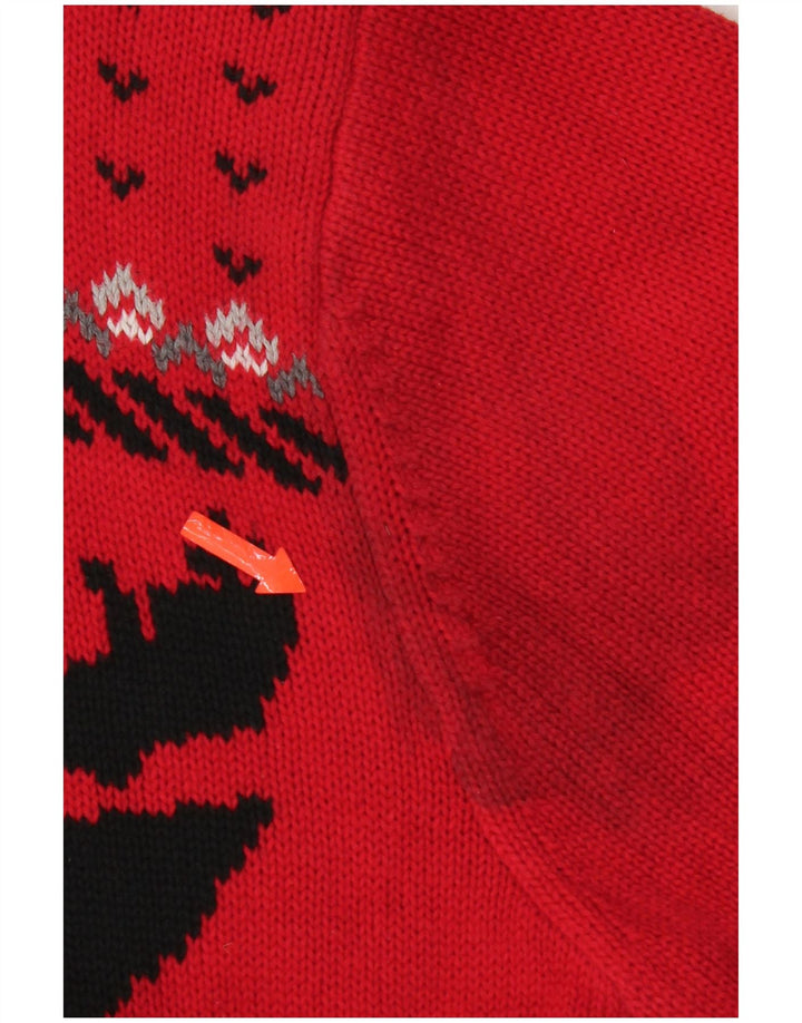 Chaps Suéter tipo jersey con cuello y cremallera para hombre, tamaño grande, color rojo, algodón Fair Isle