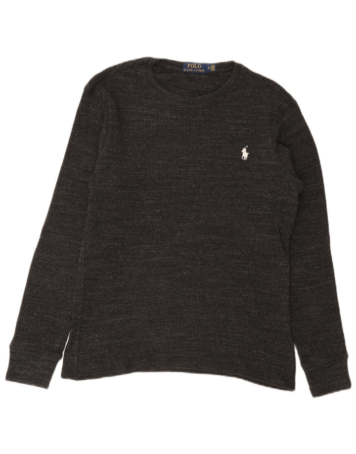 Polo Ralph Lauren Camiseta para hombre de manga larga de algodón moteado gris medio