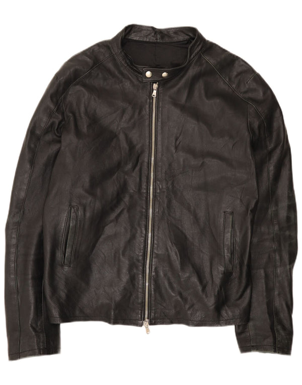 Vintage chaqueta de cuero para hombre Reino Unido 44 2XL negro
