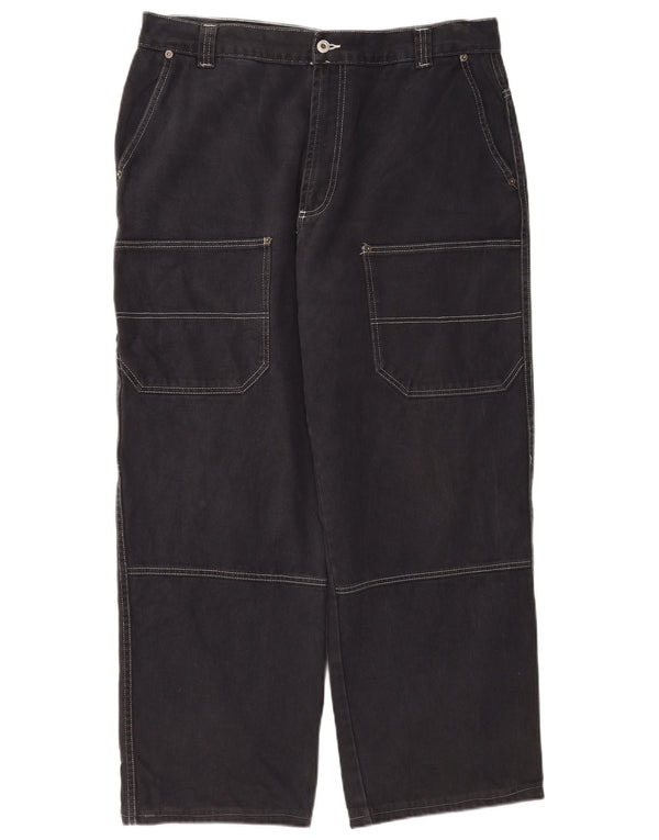 WPM Pantalón cargo recto para hombre IT 52 XL W38 L30 Azul marino Algodón