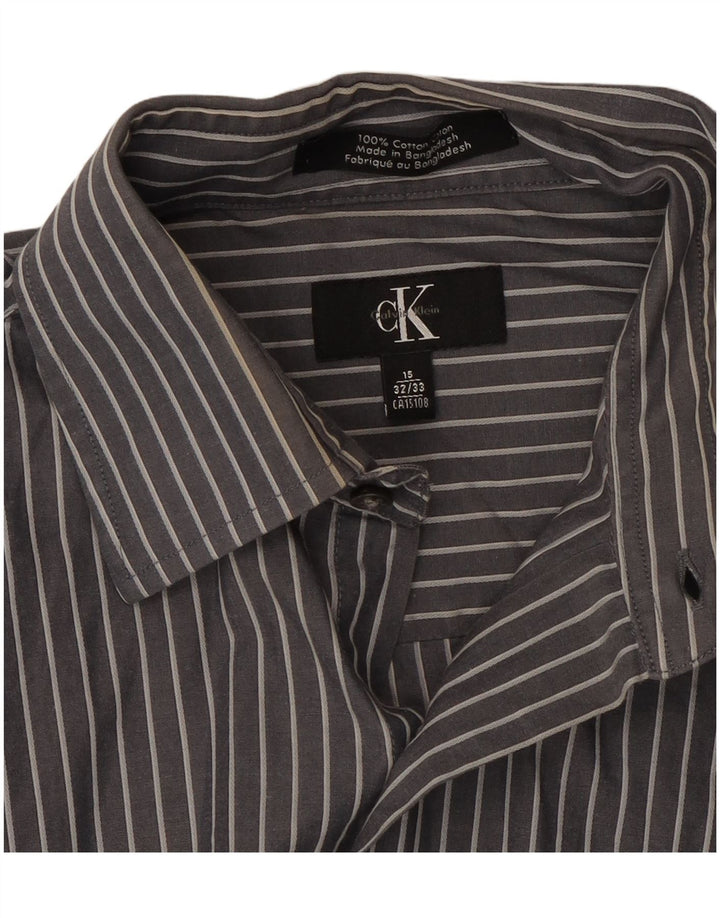Camisa Calvin Klein para hombre talla 15 algodón a rayas gris medio