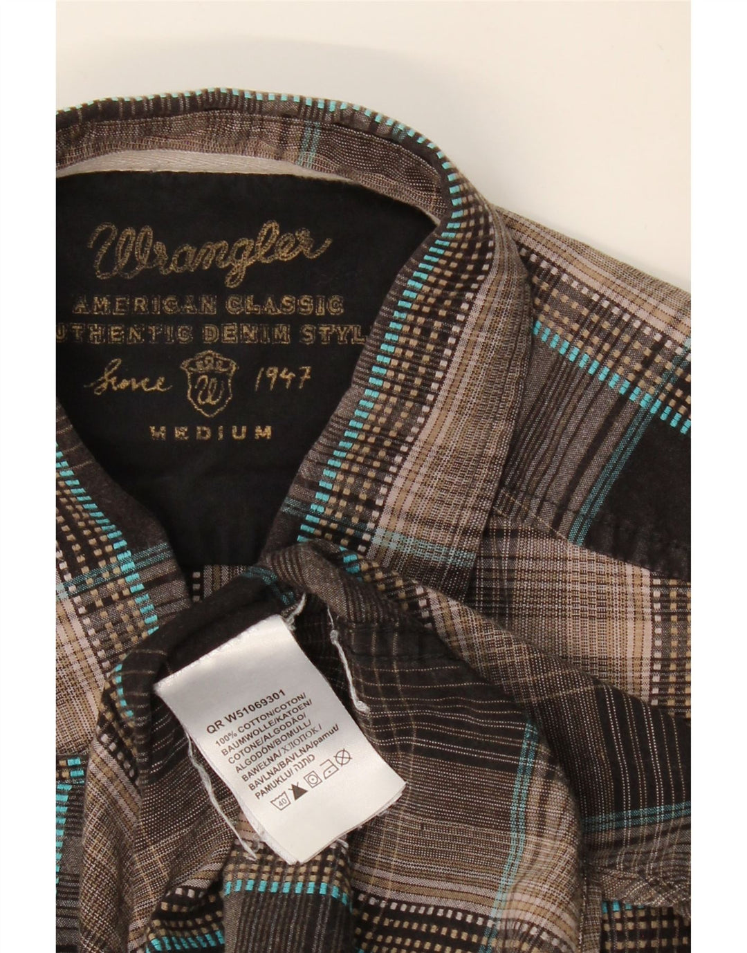 WRANGLER Camisa de franela para hombre Algodón a cuadros marrón medio