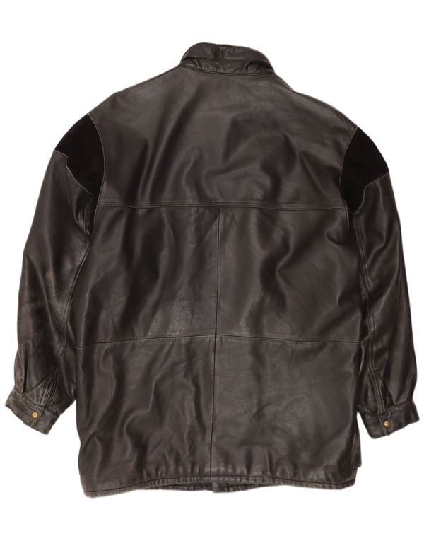 Vintage hombres chaqueta de cuero Reino Unido 40 grande negro
