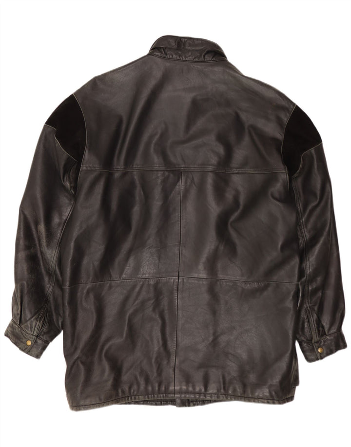 Vintage hombres chaqueta de cuero Reino Unido 40 grande negro