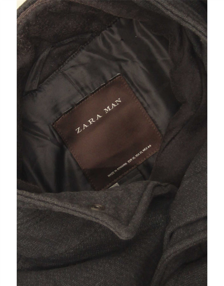 Zara Hombre Abrigo ES 42 XL Poliéster Gris