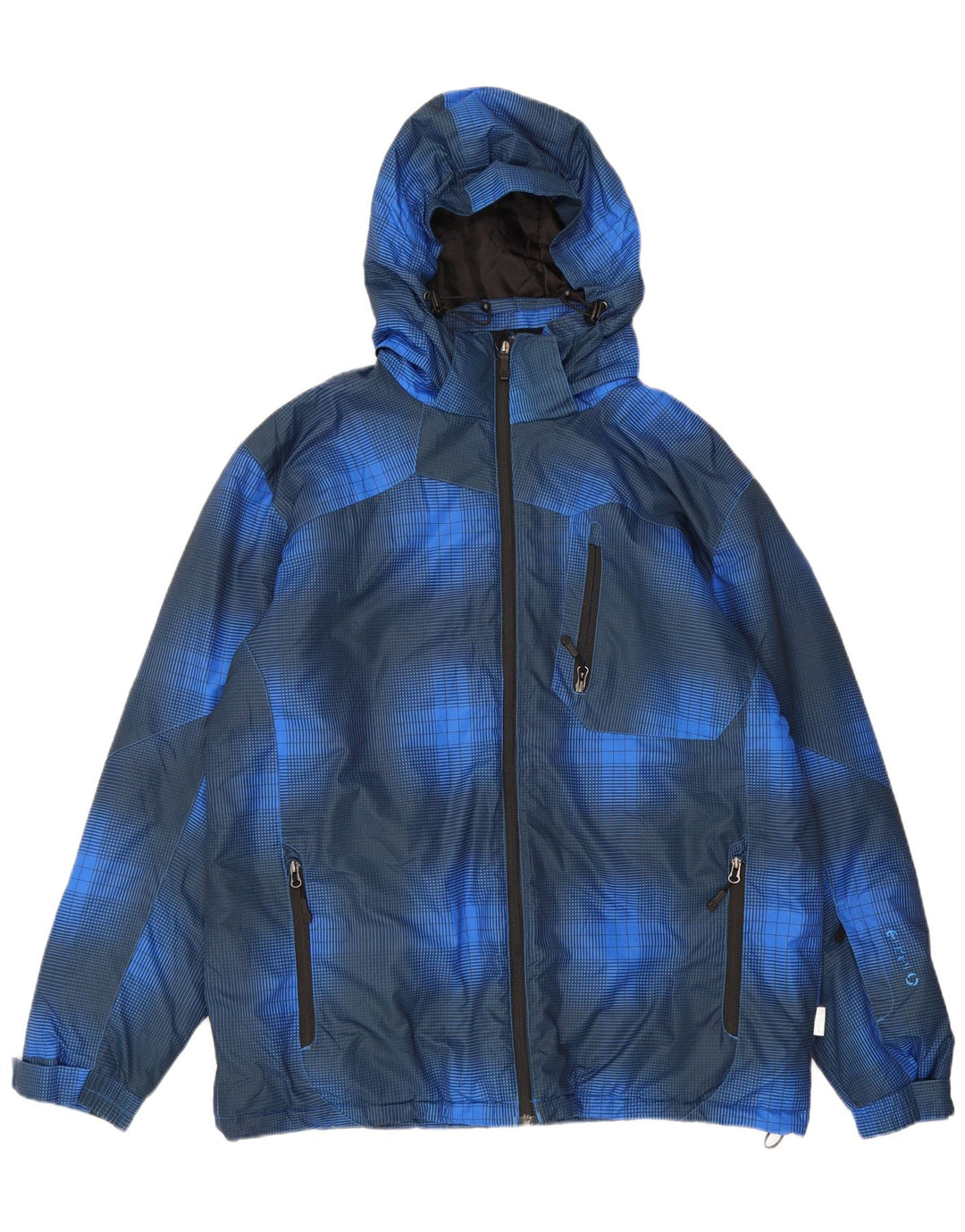 Etirel Chaqueta de esquí con capucha para hombre UK 42 XL Poliéster a cuadros azules