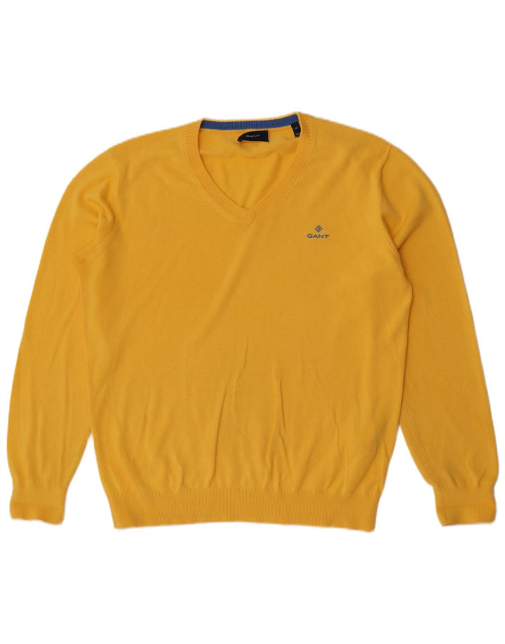 Gant Jersey Con Cuello En V De Algodón Amarillo Medio |